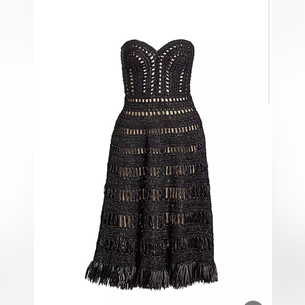 Oscar de la Renta Strapless Crochet Macrame Cocktail Dress - NWTags-size 6/8 - Picture 6 of 15